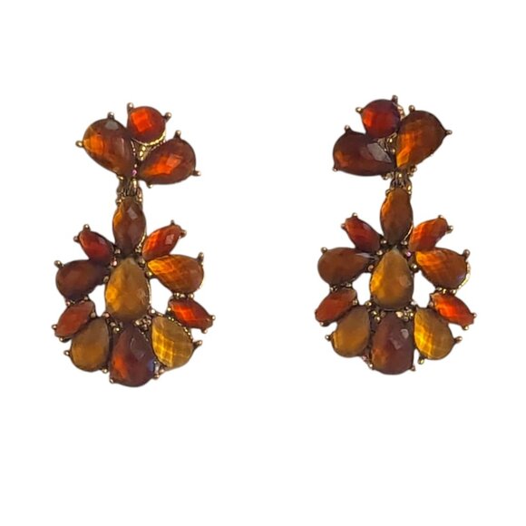 Vintage Liz Claiborne Clip On Rhinestone Costume Earrings Victorian Art Deco - Picture 1 of 7